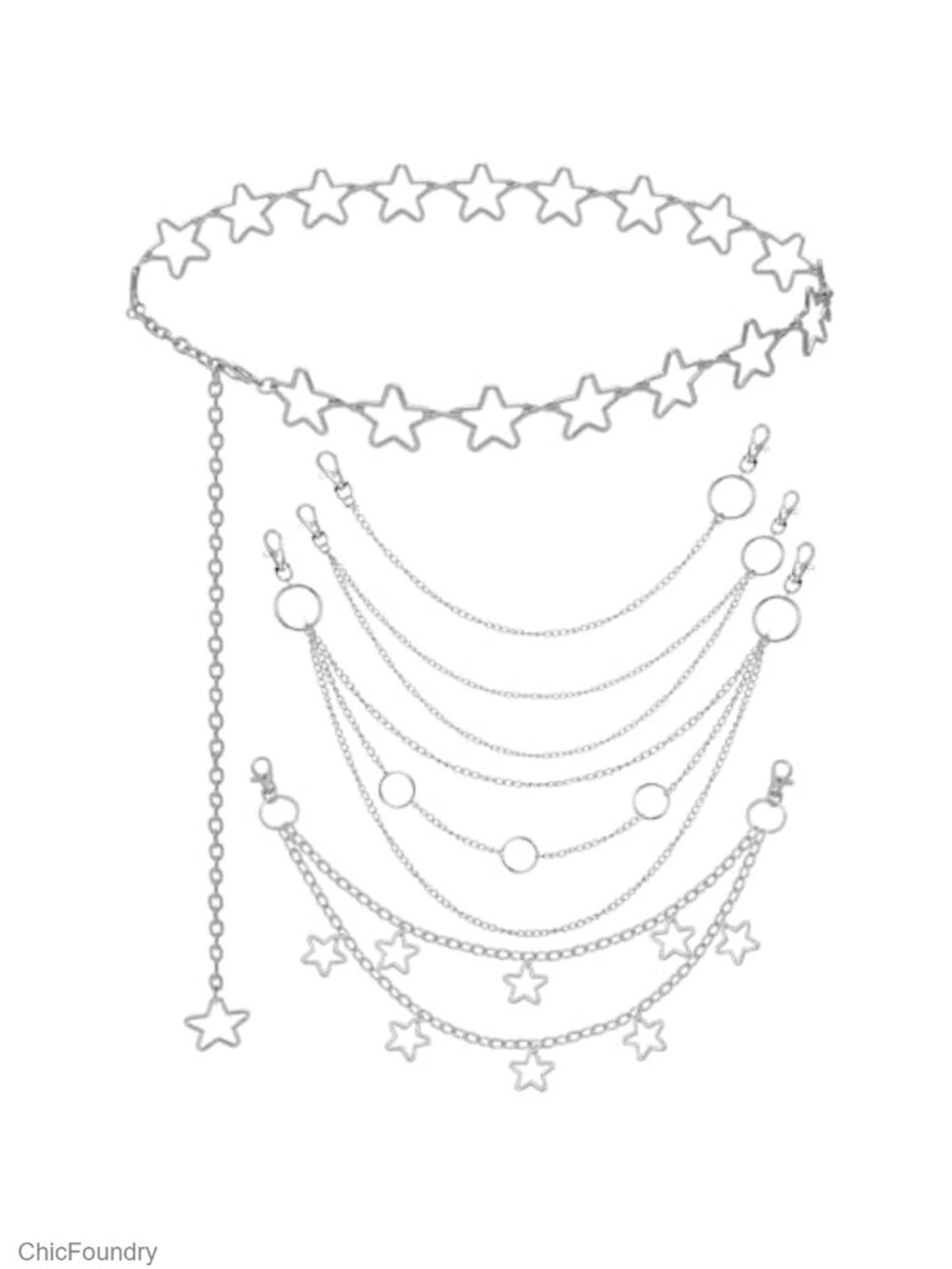 5 Pack Chain Belts for Jeans Pants Wallet Goth Y2K Punk Waist Chains